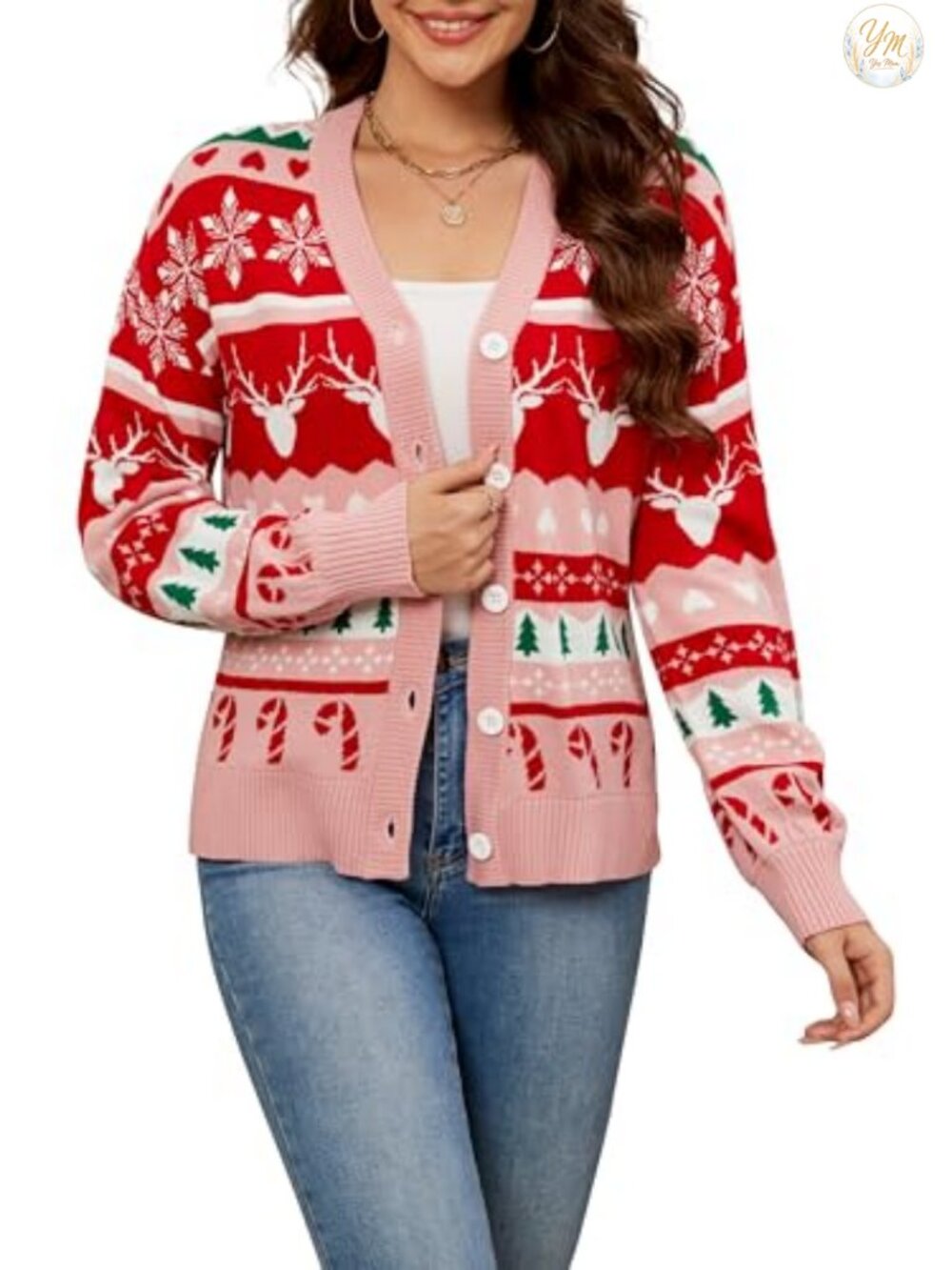 Christmas Cardigan Sweater Women Soft Fuzzy Knit Long Sleeve Open Front Holiday